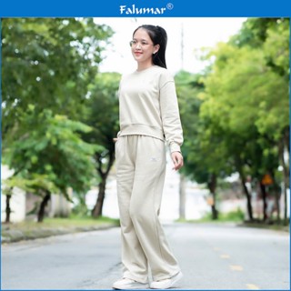  Bộ Thu Đông Nữ FALUMAR Dài Tay Chất Liệu Nỉ Trần Bông Ấm Áp Set Đồ Bộ Nữ Mặc Nhà Cổ Tròn Quần Xuông 