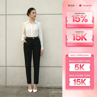 Quần tây ôm nữ RUZA  màu đen thiết kế dáng công sở thời trang QOE142