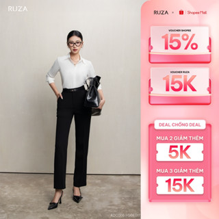 Quần tây nữ RUZA ống đứng màu đen thời trang văn phòng QĐE141