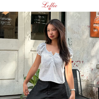 LOLLIE STUDIO - Áo kiểu thô cotton cổ tròn cúc hoa hoạ tiết sao tôn da dành cho nữ Kimi Top TKA453