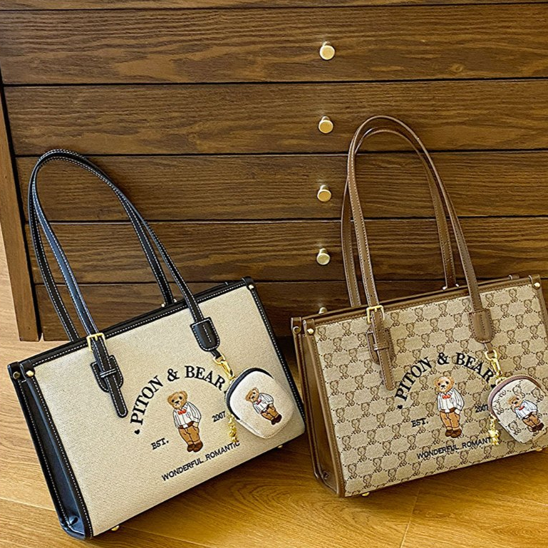 ( Chuẩn Hãng ) Túi Tote BeiBaoBao Túi Xách Piton Bear Logo Thêu Cao Cấp - 8229