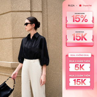 Áo sơ mi nữ tay dài RUZA công sở chất xô linen thiết kế thanh lịch sang trọng ALF200