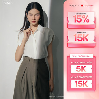Áo sơ mi nữ tay ngắn RUZA công sở thiết kế thanh lịch sang trọng ANB271