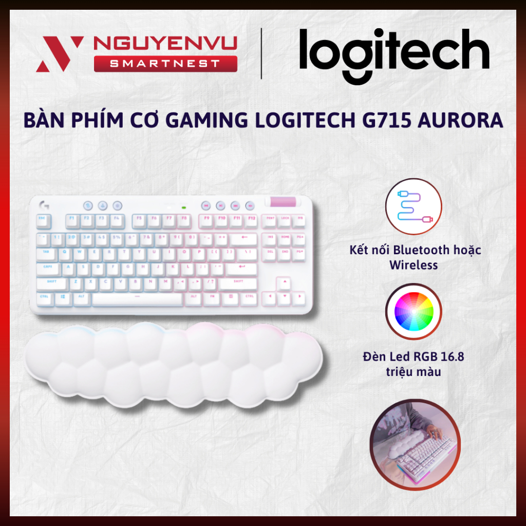 [CHÍNH HÃNG] Bàn phím cơ gaming không dây Logitech G715 TKL - Bluetooth và Lightspeed, RGB, kèm kê t
