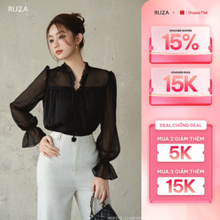 Áo sơ mi nữ tay dài RUZA công sở thiết kế thanh lịch sang trọng ADF253