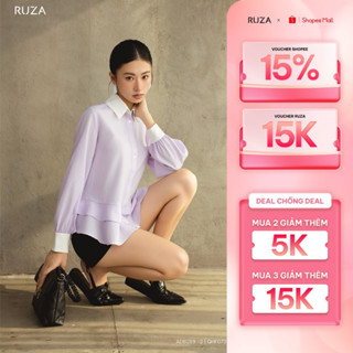 Áo sơ mi sọc nữ tay dài RUZA công sở thiết kế thanh lịch sang trọng ADB289