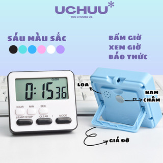   Kèm Pin  Đồng Hồ Bấm Giờ UCHUU LED Điện Tử Mini Đồng Hồ Đếm Ngược Báo Thức Hẹn Giờ Học Tập Nấu Ăn 