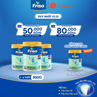 [Tặng 1 Lon Friso Gold 4 380G] Combo 3 Lon Sữa Bột Friso Gold 4 850g/lon