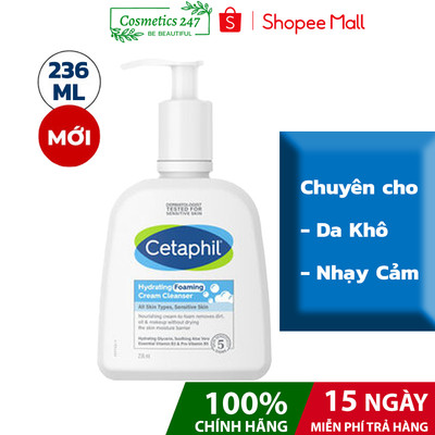 Sữa Rửa Mặt Tạo Bọt Dịu Lành Cho Da Nhạy Cảm Cetaphil Hydrating Foaming Cream Cleanser 236ml