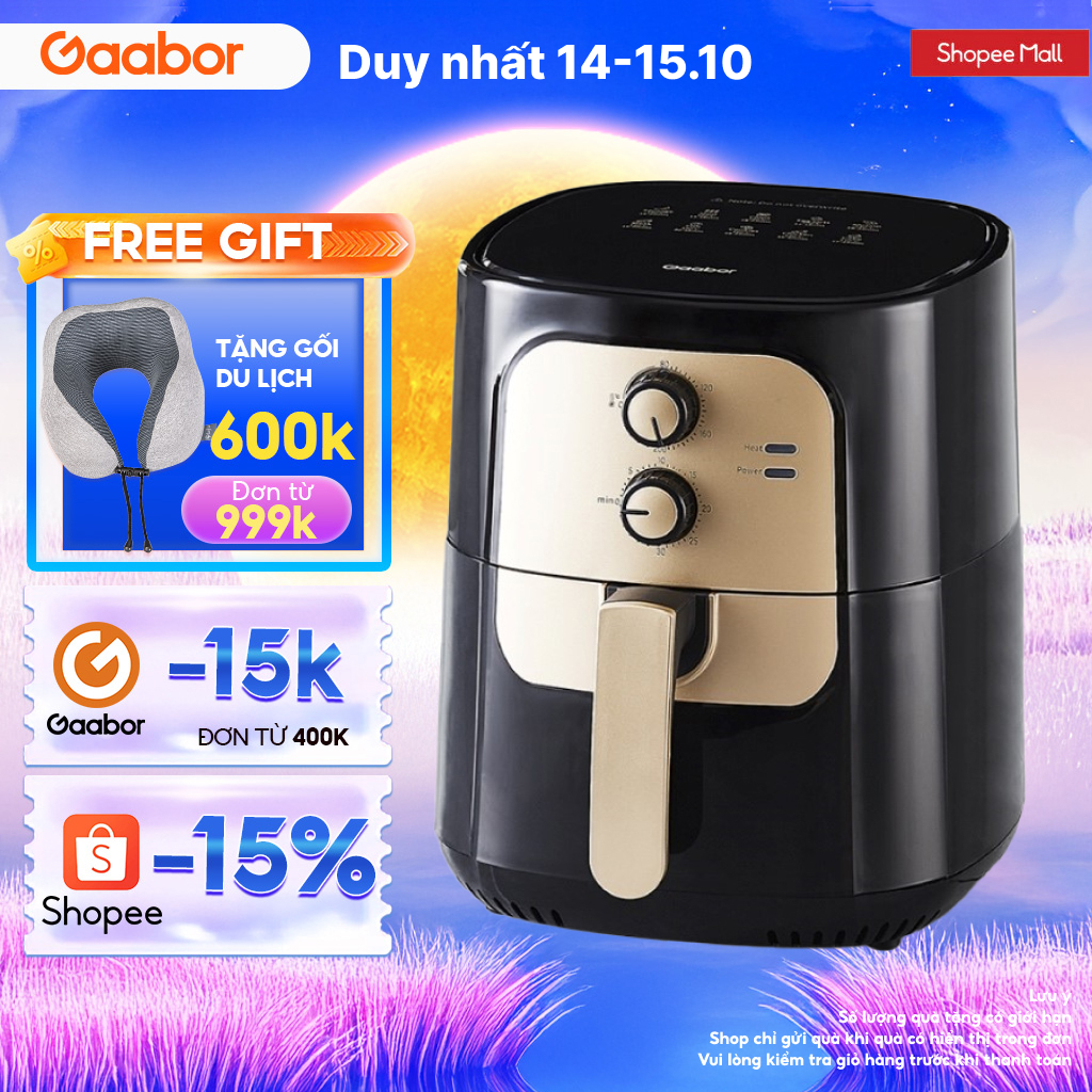 Nồi chiên không dầu GAABOR 6.5 lít AF65M-BK01A dung tích lớn, công suất mạnh 1400W nồi chiên đa năng