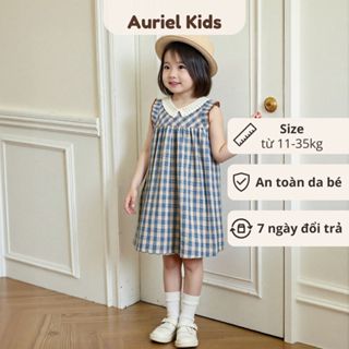 Váy Cho Bé Gái, Váy Thiết Kế Cổ Viền Phối Ren Phong Cách Tiểu Thư Chất Liệu Mềm Mịn