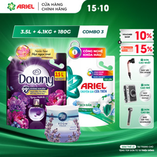 Combo 3 Nước Giặt ARIEL Downy Nắng Sớm 4.1KG, Nước Xả Vải DOWNY Huyền Bí 3.5L & Sáp Thơm AMBI PUR 180G Oải Hương