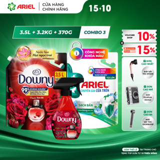Combo 3 Nước Giặt ARIEL Downy Nắng Sớm 3.2KG, Nước Xả Vải DOWNY Đam Mê 3.5L & Xịt Vải DOWNY Đam Mê 370ml
