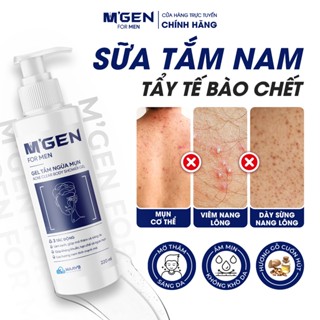 Sữa tắm nam Tẩy Tế Bào Chết MGEN 220ml, sữa tắm nam giảm mụn lưng, mờ thâm, dưỡng trắng da, an toàn lành tính dạng gel