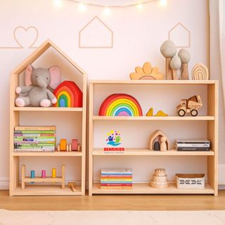 COMBO 2 Kệ Để Đồ Chơi Sách Vở Cho Bé, Kệ Trang Trí Phòng Học Montessori, Kệ Sách Mầm Non
