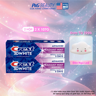Combo 2: Kem đánh răng Crest 3D White Radiant Mint trắng sáng vượt trội (2x93g) - Mỹ