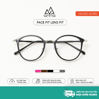 Gọng kính mắt thời trang ANNA nam nữ dáng tròn chất liệu kim loại cao cấp 2053