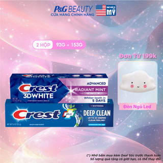 Combo 2: Kem đánh răng Crest Deep Clean và 3D White Radiant Mint sạch sâu, trắng sáng vượt trội (153g+93g) - Mỹ