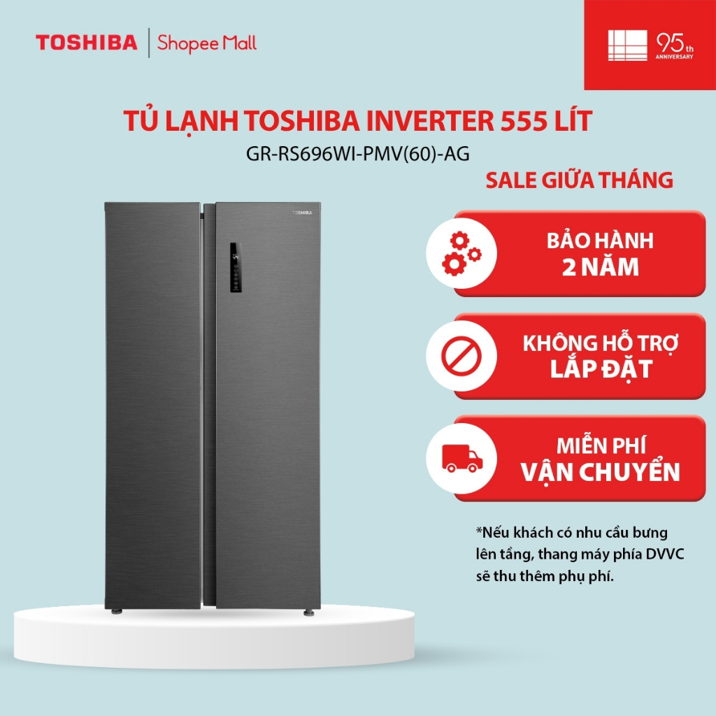 [FREESHIP] Tủ lạnh Toshiba Inverter 555 lít Side By Side GR-RS696WI-PMV(60)-AG - Bảo hành 2 năm