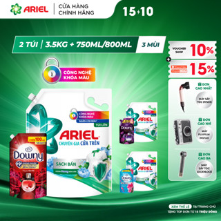 Combo Nước Giặt ARIEL Cửa Trên Hương Nắng Sớm 3.5KG - 3.65KG & Nước Xả DOWNY 750ML - 800ml Hương Đam Mê/Huyền Bí/Nắng 