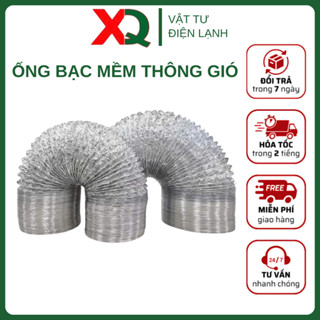 Ống bạc mềm 1 mét thông gió, dẫn khí cho quạt, máy hút mùi chất nhôm nhún cách nhiệt nhiều cỡ