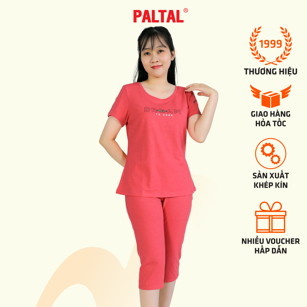 194p 4318 - Set đồ bộ nữ PALTAL kiểu quần lửng tay ngắn chất cotton thấm hút mồ hôi thoải mái vận độ