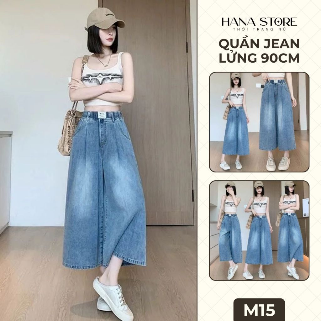 m1 Quần jean lửng 90cm ống rộng vải jean mềm lên form siêu xinh M24 m2