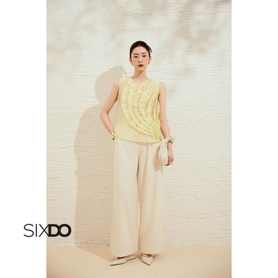 Quần nữ ống rộng công sở SIXDO (White Woven Loose Pants)