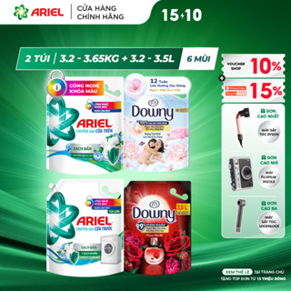 COMBO Nước Giặt ARIEL Cửa Trên 4.1kg/ Cửa Trước 3.9kg Và Nước Xả DOWNY 3.2L-3.5L