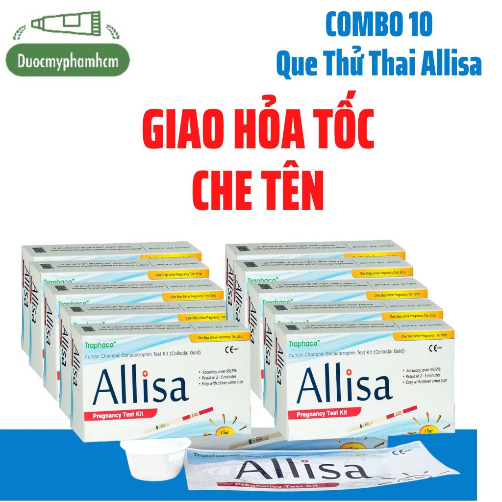 Combo 10 Que thử thai Allisa Traphaco Có Cốc - Đạt chuẩn xuất sang Châu Âu