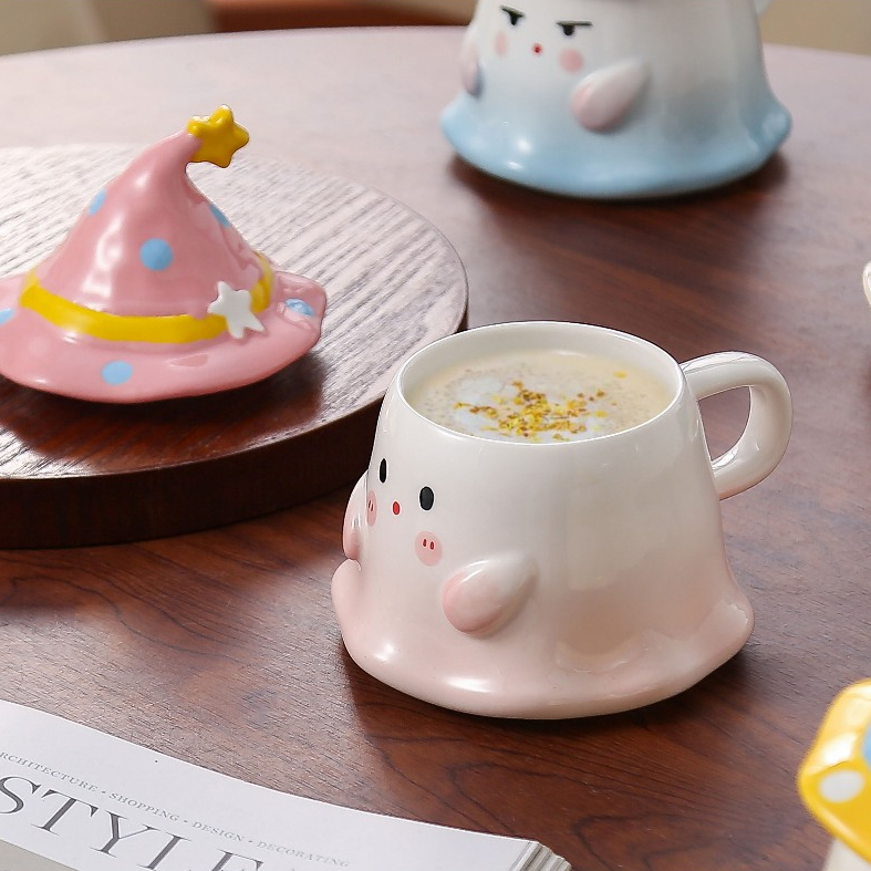 (Hộp Quà/Quai Xách) Cốc Sứ Hình Me Pháp Sư Đội Nón Phù Thủy Ngộ Nghĩnh - Ly Uống Nước Xinh Xắn