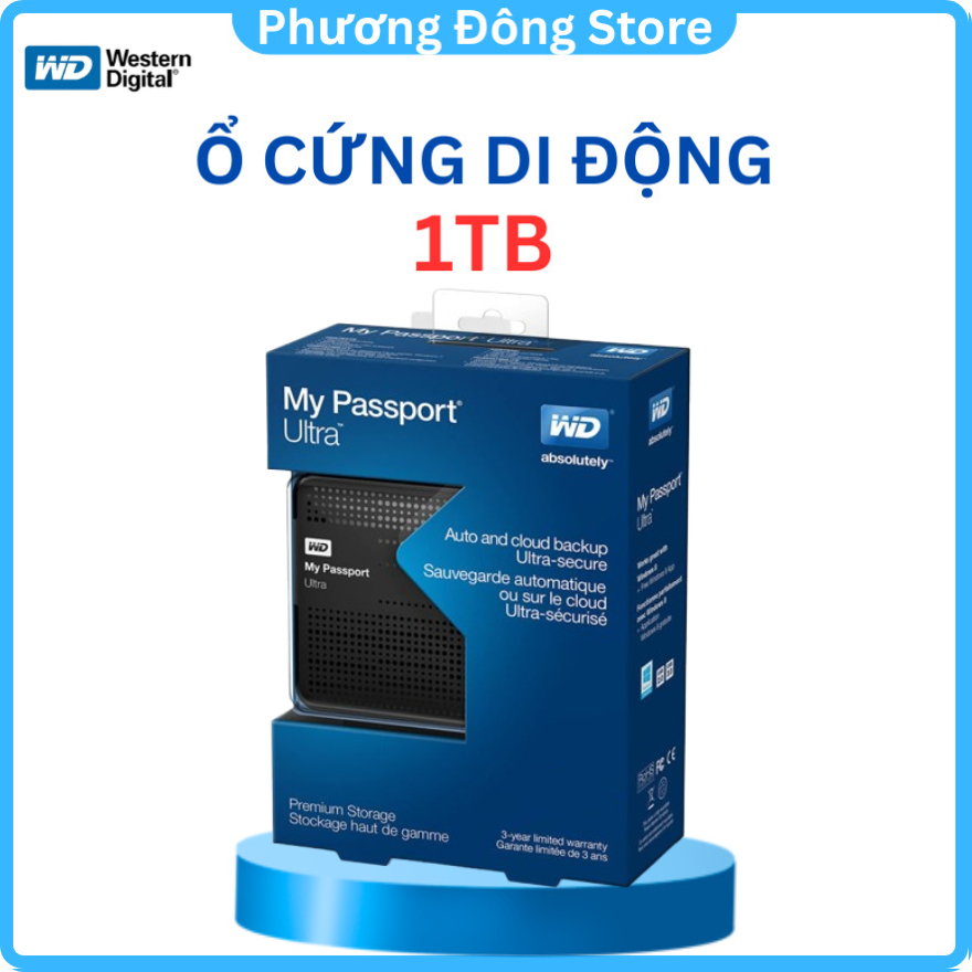 Ổ cứng di động 1TB Western My Passport USB 3.0 - WD My Passport 500Gb - hàng nhập khẩu - Bảo hành 6 