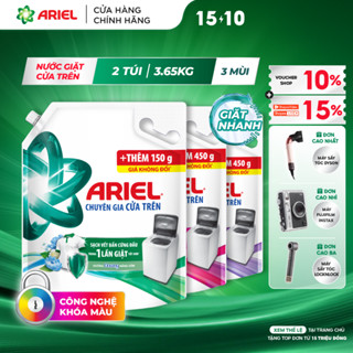 Combo 2 Nước Giặt ARIEL Chuyên Gia Cửa Trên Ngăn Lem Màu Hương Downy Nắng Sớm/ Nước Hoa Túi 3.65KG