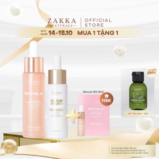 Bộ Đôi Zakka Naturals Serum Vitamin C GlowFruit+ 20ml và Serum B3 30ml Hỗ Trợ Làm Đều Màu Và Sáng Da