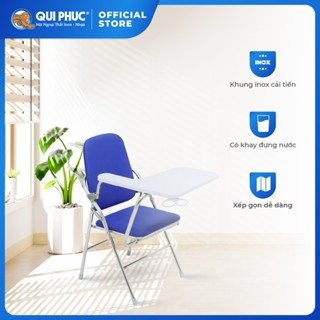 Ghế liền bàn gấp gọn Felix QUI PHÚC, khung inox chắc chắn, đệm ngồi dày dặn, ghế hội trường, ghế training