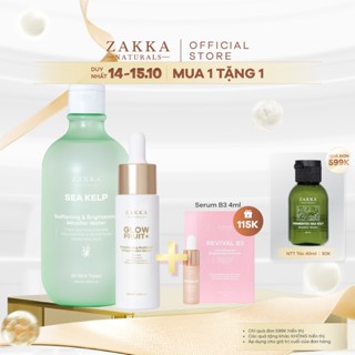 Bộ Đôi Zakka Naturals Nước Tẩy Trang Tảo 500ml và Serum C GlowFruit+ 20ml Làm Sạch Kép Và Sáng Da