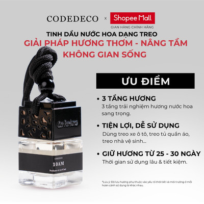 Tinh dầu nước hoa dạng treo CODEDECO 8ml 3 tầng hương, dùng cho tủ quần áo, phòng ngủ, nhà vệ sinh, treo xe