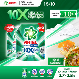 Combo 2 Nước Giặt Gel ARIEL 10X Sức Mạnh Giặt Sạch Chuyên Gia Cửa Trước-Cửa Trên Hương Downy Nắng Sớm Túi 2.7KG/ 2.9KG