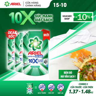 Combo 3 Nước Giặt Gel ARIEL 10X Sức Mạnh Giặt Sạch Chuyên Gia Cửa Trước-Cửa Trên Hương Downy Nắng Sớm Túi1.37KG/1.48KG