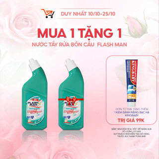 [MUA 1 TẶNG 1] Nước Tẩy Nhà Vệ Sinh FLASHMAN – Gel Tẩy Bồn Cầu Diệt Khuẩn 99.9%, Khử Mùi, Sạch Thơm Trắng Sáng 500g