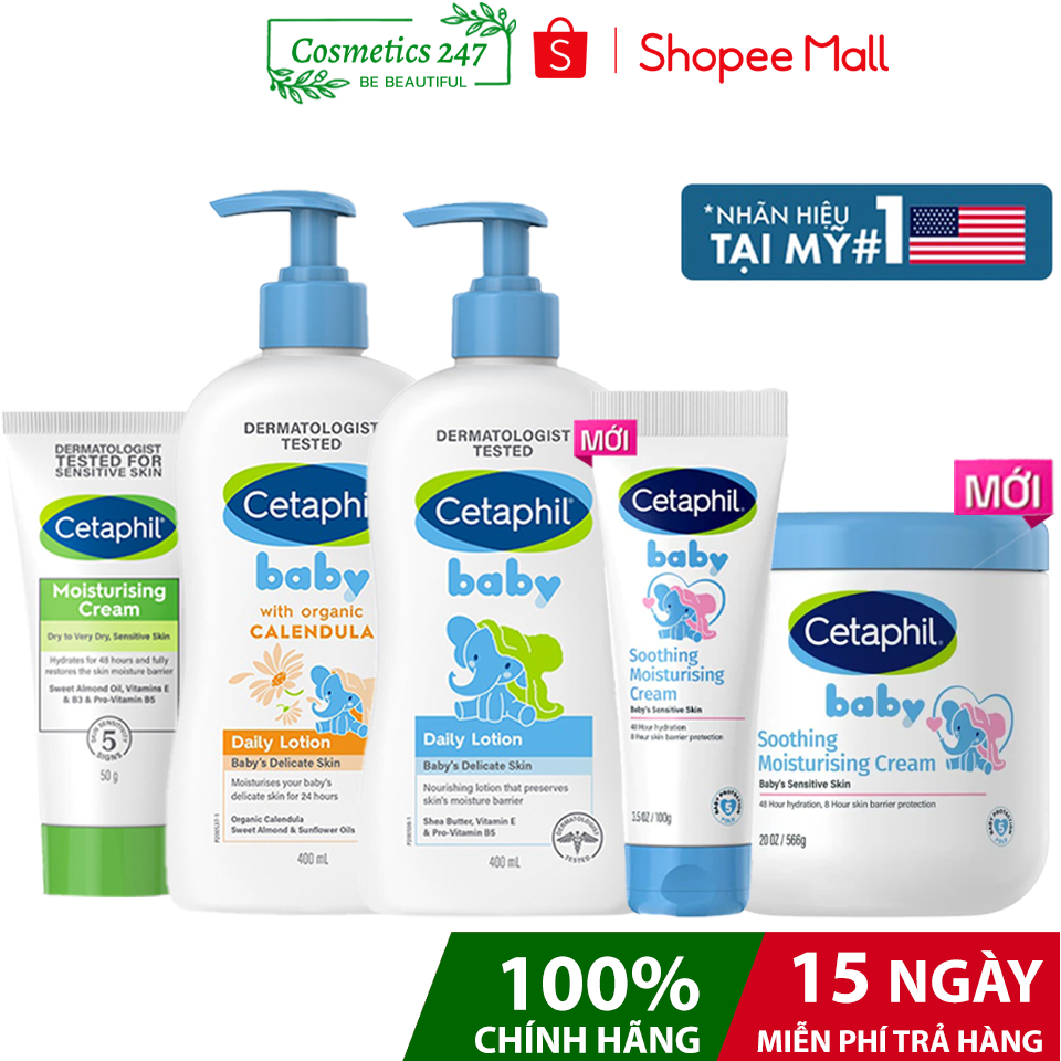 Kem Dưỡng Ẩm Cetaphil Moisturising Cream & Lotion Dịu Nhẹ 50G - 118ML - 200ML