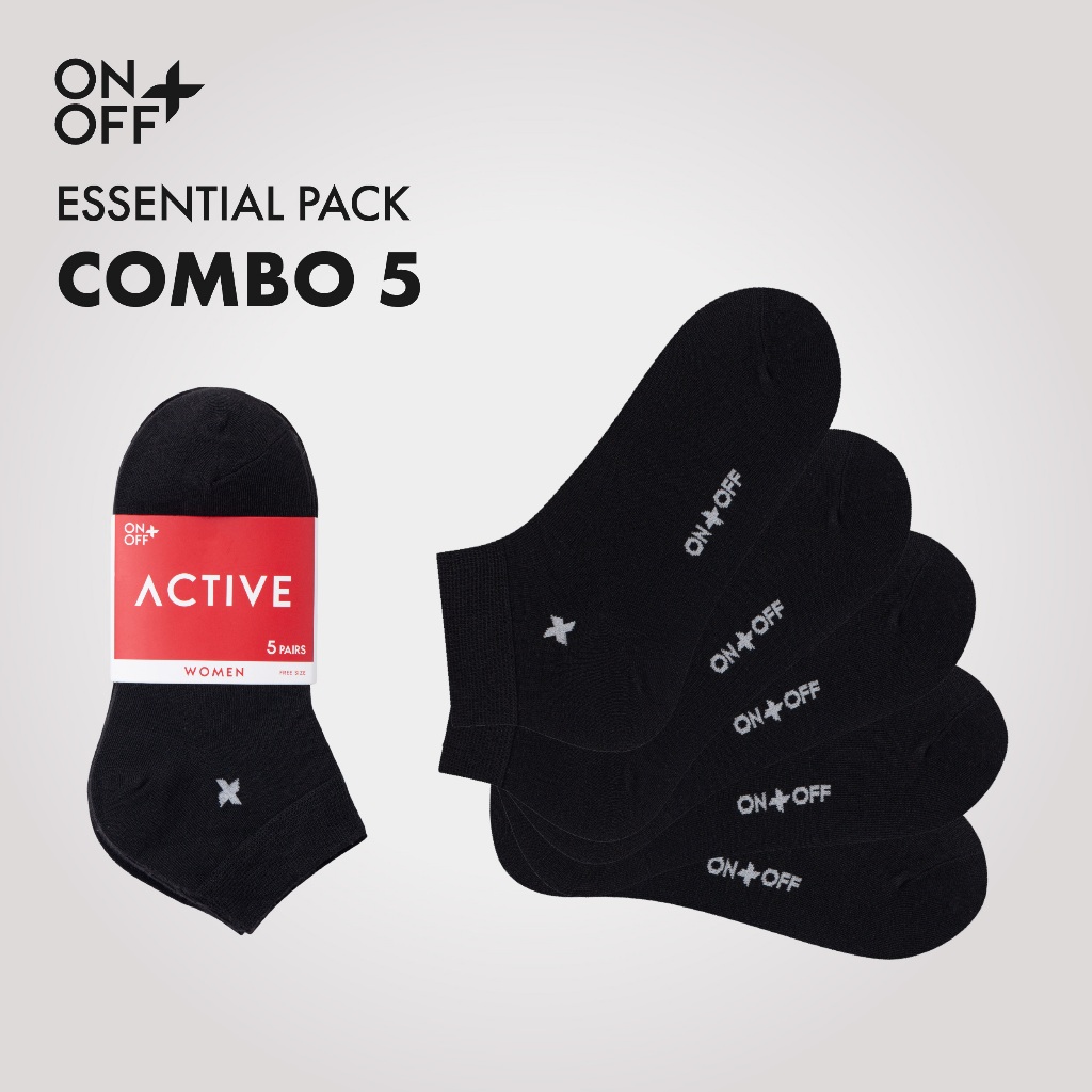 Combo 5 đôi tất vớ nữ Cổ ngắn mỏng mịn Cotton thoáng khí thấm hút mồ hôi - ONOFF 16AE23A035