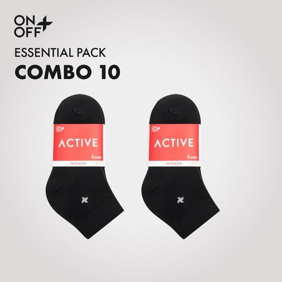 Combo 10 đôi tất vớ nữ cổ trung mỏng mịn Cotton thoáng khí thấm hút mồ hôi - ONOFF 16AQ23A115