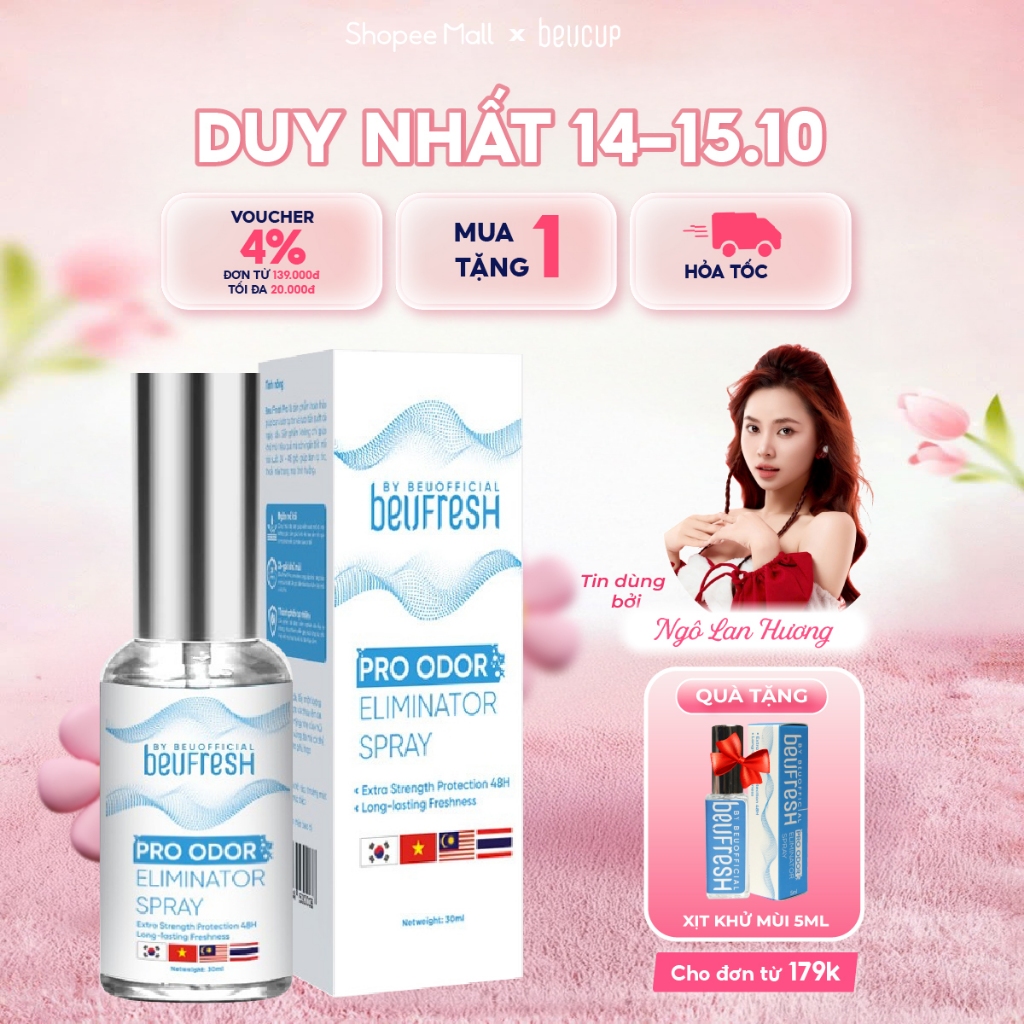 Xịt khử mùi toàn thân, lăn khử mùi BEUFRESH ngăn tiết mồ hôi, hạn chế mùi cơ thể 30ml