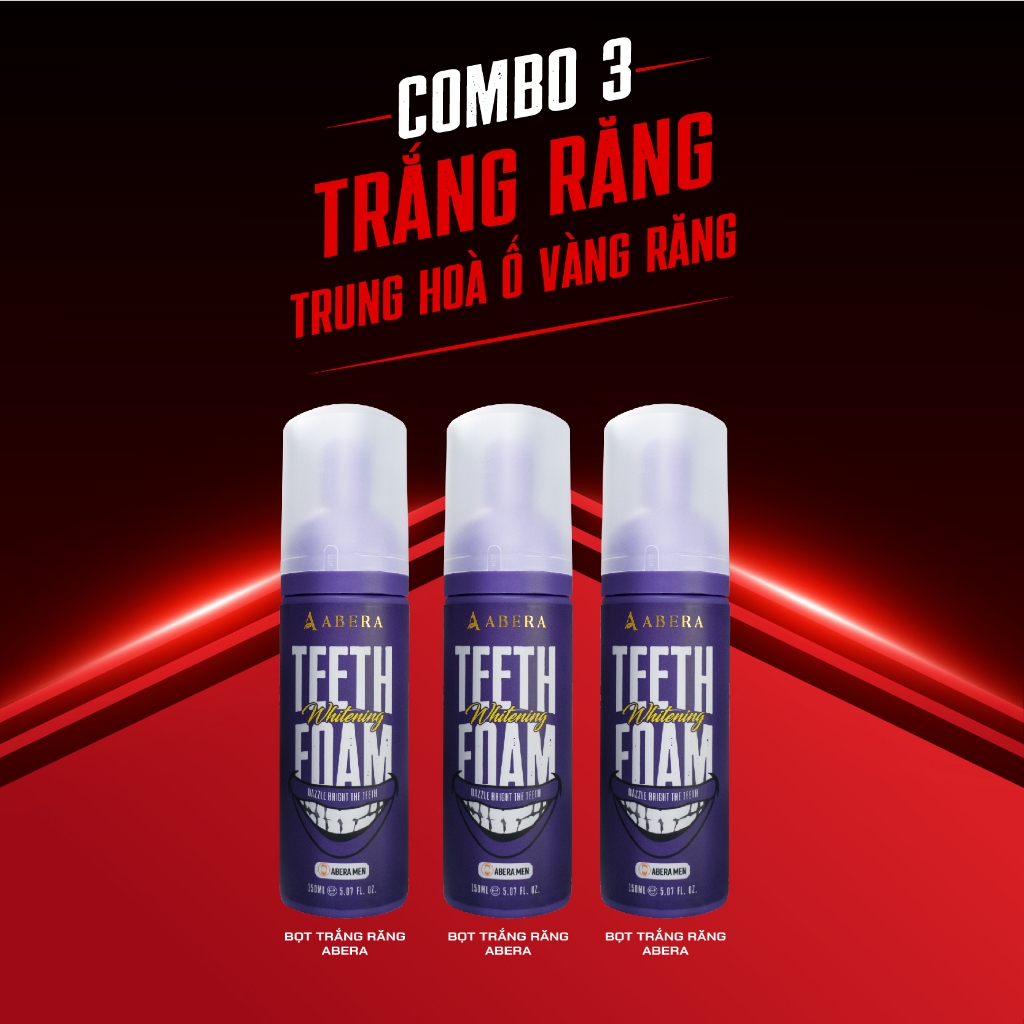 [MUA 1 NHẬN 3] Bọt Trắng Răng Abera Men 150ML - Công Nghệ Khử Ố Vàng Răng Bằng Sắc Tím, Hỗ Trợ Giảm 