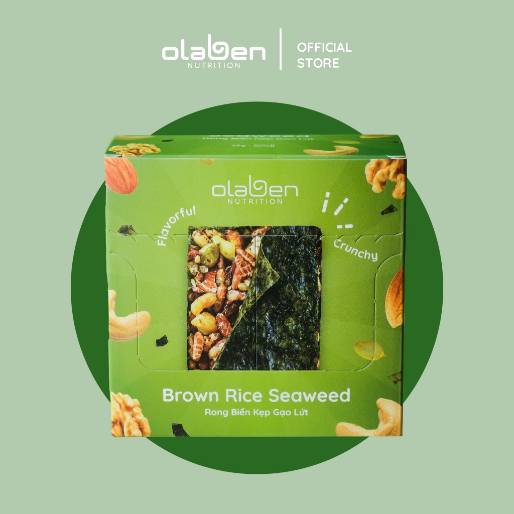  Hộp 10 Thanh 25g Bánh Rong Biển Kẹp Gạo Lứt - Seaweed Brown Rice Bar 