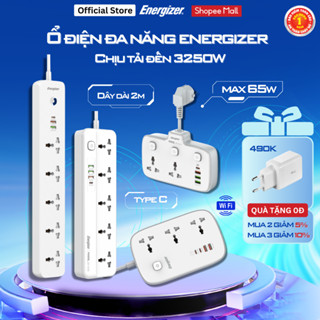 Ổ Điện Đa Năng Energizer, Ổ Cắm Điện Sạc Nhanh Type-C Chịu Tải Đến 3250W, Chính hãng, Bảo hành 1 năm