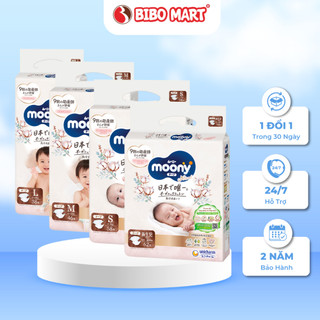  Tã Dán Bỉm Quần Moony Trắng Dịu Nhẹ Natural Cao Cấp Mềm Mại Khô Thoáng Cho Da Nhạy Cảm NB62 S58 M46 L38 XL32 - Bibomart 