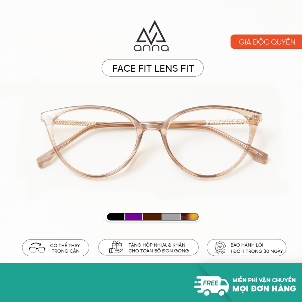  Gọng kính cận ANNA mắt mèo kim loại dáng mắt mèo unisex cá tính OL 30327 
