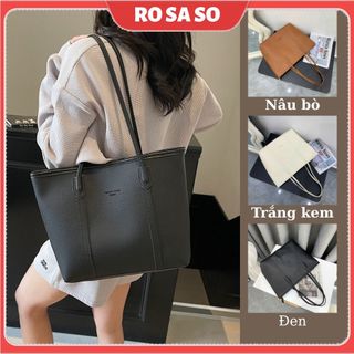  Túi xách nữ công sở basic trơn ROSASO đeo vai kẹp nách to có khóa kéo đi làm đi du lịch TX55 